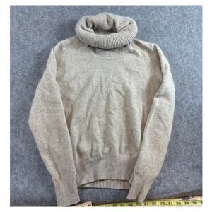 VINTAGE 70s Astor One Turtleneck Sweater Youth Large Beige Knit Lambswool Cozy